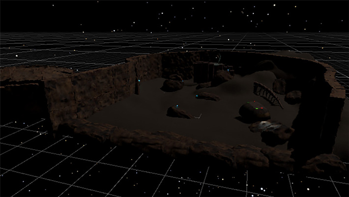 Screenshot of the game The Abyss, showing the whole game world inside the Unity Editor